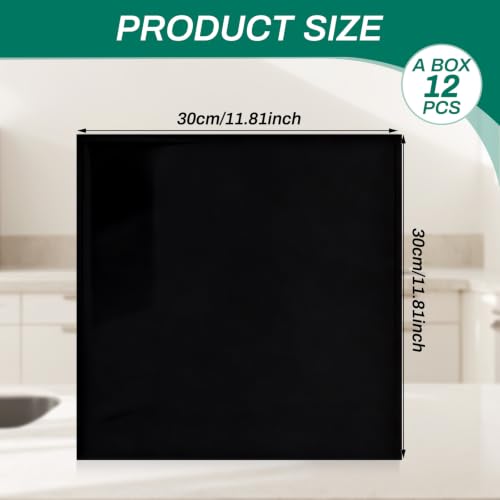 Peel and Stick Black Wall Tiles for Backsplash 11.8" x 11.8", 12-Pack - color: Pure Black, size: 11.8" x 11.8" x 2.2mm