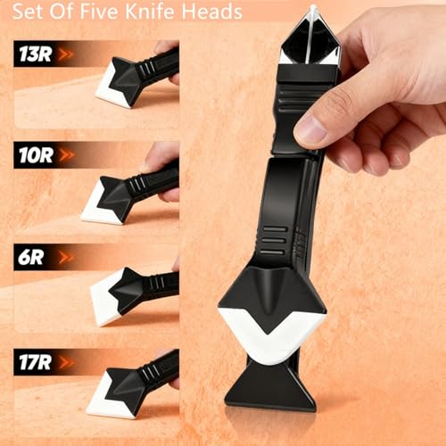 Bestac Silicone Caulking Tool Set - 3-in-1 Applicator for Bathroom, Kitchen & Window Sealing - Includes Stainless Steel Scraper & Grout Remover