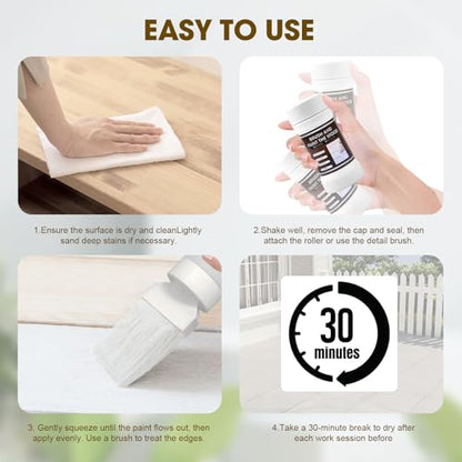 All-in-One White Wood Touch Up Paint, Multi Surface Touch Up Paint Pen, Refinishing for Door, Cabinets, Furniture, Metal - No Sanding, Fast-Drying, Water-Based Multi-Surface (6.35 Oz) - color: White