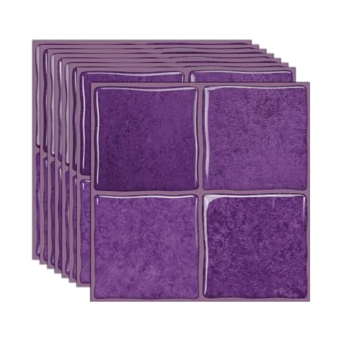20pcs Peel and Stick Backsplash Wall Tiles,Purple 6"x6" - color: Purple