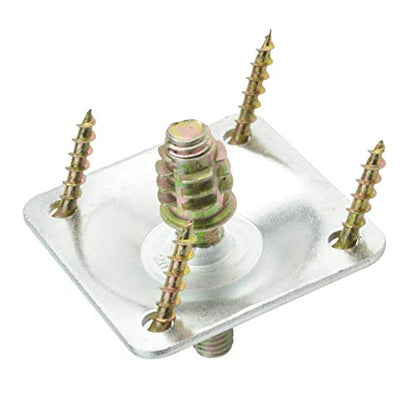 4Pcs Silver Furniture Leg Mounting Plates Kit, M8 Bolts & Adapters - color: Silver