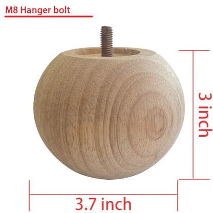 3 Inch Wooden Sofa Legs Solid Wood Sofa Furniture Replacement Legs, Cabinet Legs/Desk/Sofa/Bookcase Legs DIY, with Mounting Plate & Screws Set of 4 (3 inch Unfinished) - size: 3 inch Unfinished