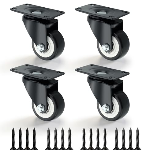 Alise Caster Wheels,2.5" Swivel Caster Set of 4,Black(No Brake) - color: Black（No Brake）, size: 2.5 INCH