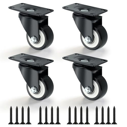 Alise Caster Wheels,2.5" Swivel Caster Set of 4,Black(No Brake) - color: Black（No Brake）, size: 2.5 INCH