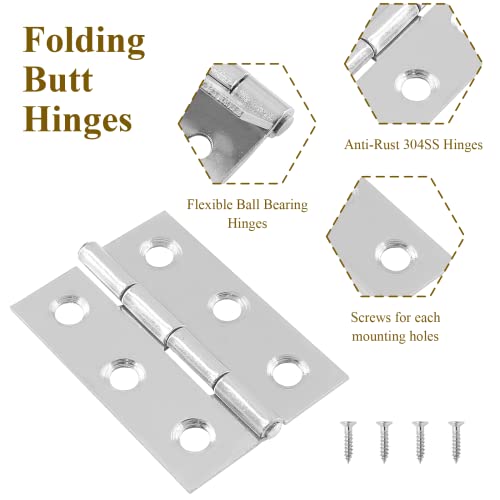 20pcs 3 Inch Butt Hinges, Stainless Steel Cabinet Hinges, Chrome - size: 3 Inch