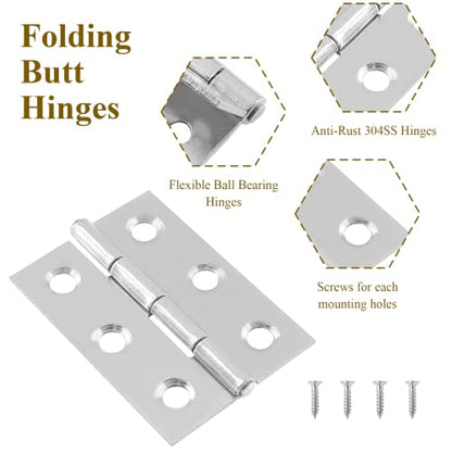20pcs 3 Inch Butt Hinges, Stainless Steel Cabinet Hinges, Chrome - size: 3 Inch