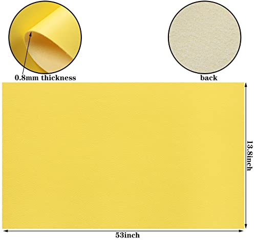 Picheng Smooth Faux Leather Sheets: 13.8"X53" Solid Soft Faux Leather Roll - color: Yellow