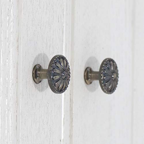 6Pcs Antique Round Cabinet Knobs Single Hole for Drawer Cupboard