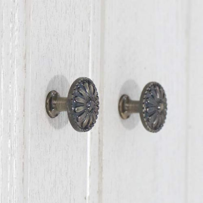 6Pcs Antique Round Cabinet Knobs Single Hole for Drawer Cupboard
