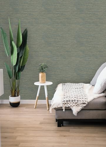 RoomMates Teal Dimensional Grasscloth Peel and Stick Wallpaper - color: Teal