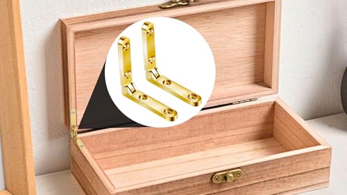 Joez Wonderful 12pcs 90 Degree Hinges, Wooden Box Hinge Cabinet Hardware with 48 Screws, Small Hinge for Jewelry Box Case Chest- Gold & Silver & Bronze - color: Gold & Silver & Bronze