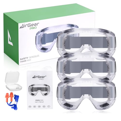 AirGearPro Vision-1000 Anti-Fog Safety Goggles, ANSI Z87.1 Anti-Scratch