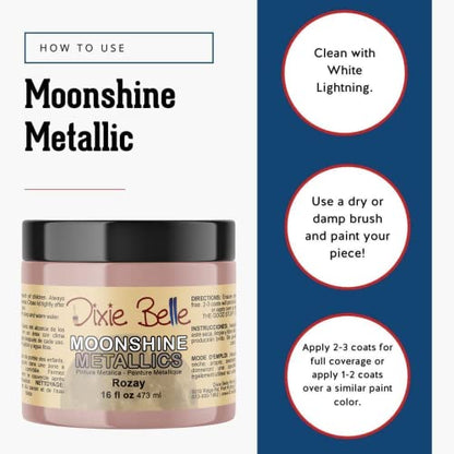 Dixie Belle Paint Company Moonshine Metallics - Rozay (16oz) - color: Rozay, style: 16 Fl Oz (Pack of 1)