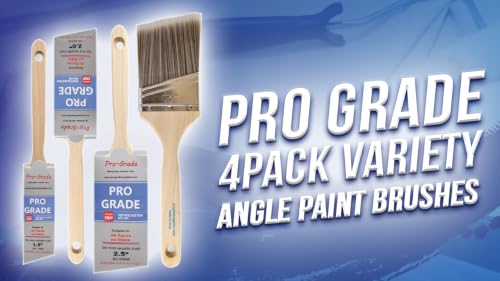 Pro Grade Angle Paint Brushes, Paint Brush Set for Trim & Walls, 4 Pc