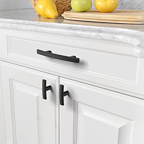 Amerdeco 10 Pack Matte Black Cabinet Knobs Single Hole Cabinet Handles 2 Inch Solid Zinc Alloy Cupboard Drawer Knobs Kitchen Cabinet Knobs T Bar Hardware ZH0003MBK - color: Matte Black, size: Knobs