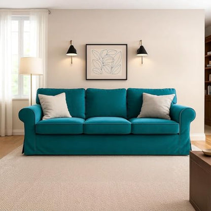MASTERS OF COVERS Ektorp 3 Seater Sofa Cover Replacment Slipcover-Teal Blue - color: Three Seat Cover-teal Blue