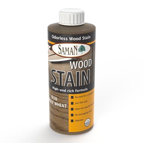 SamaN Interior Water Based Wood Stain - Natural Stain for Furniture, Moldings, Wood Paneling, Cabinets (Whole Wheat TEW-010-12, 12 oz) - color: Whole Wheat, size: 12 oz