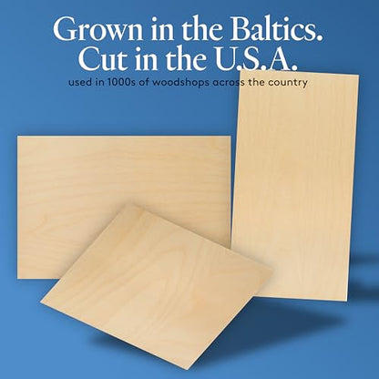 6 mm Baltic Birch Plywood 1/4 x 12 x 12 Inch, Box of 8 B/BB Grade Craft Wood, Stronger Than Basswood Sheets, for Laser, CNC Cutting and Wood Burning, by Woodpeckers