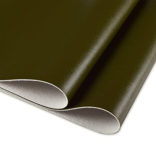 HGUAN Smooth Solid Color Olive Green Faux Leather 12"X53"(30cmX135cm),Faux Leather Sheets Roll Very Suitable for Making Crafts, Leather Earrings, Bows,Sewing (Olive Green) - color: Olive Green