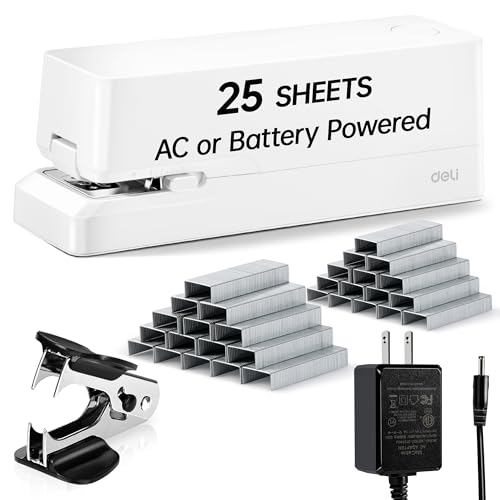 Deli Electric Stapler, Automatic Staplers for Desk, 25-Sheet Capacity - color: White