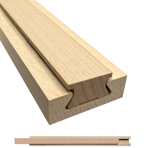 Wood Drawer Slides 16 Inches Bottom Mount Replacement, Solid Wooden Drawer Runners Center Guide Track Rail for Dresser Cabinet Drawer Repair, Cuttable for Old Drawers (1, L002(15.75"))