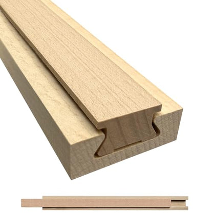 Wood Drawer Slides 16 Inches Bottom Mount Replacement, Solid Wooden Drawer Runners Center Guide Track Rail for Dresser Cabinet Drawer Repair, Cuttable for Old Drawers (1, L002(15.75"))
