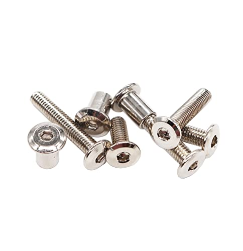 cSeao M6x55mm 12-Pack Allen Rivet Bolts Rivets Cap Nuts for Furniture Connecting Nickel Plated - size: M6x55mm 12-Pack