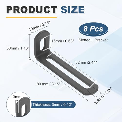 uxcell 8 Pcs Adjustable Right Angle Brackets 3.1"x1.2"x0.7" Deep Grey - color: Deep Grey, size: 3.1"x1.2"x0.7"