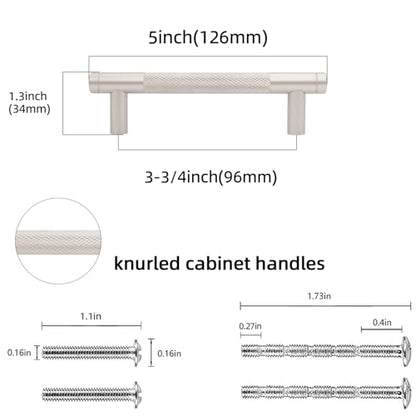 10 Pack 3.75 Inch Brushed Satin Nickel Kitchen Cabinet Handles - color: Brushed Satin Nickel, size: 3-3/4'' Hole Center(96mm)