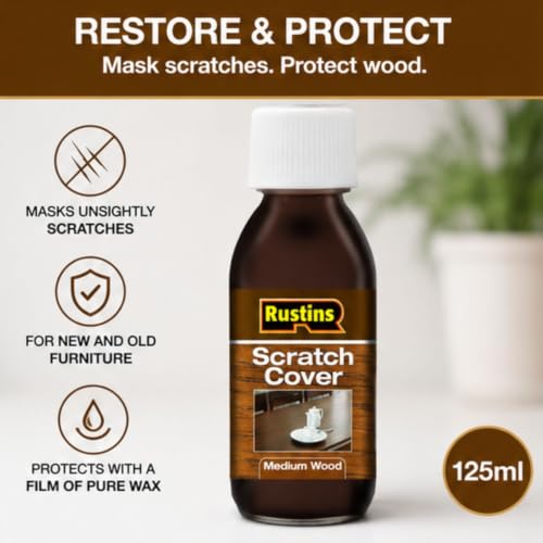 Rustins Scratch Cover Restore & Protect Medium Wood 125ml | 4.2 Fl. Oz. - color: Oak, Walnut, Cherry