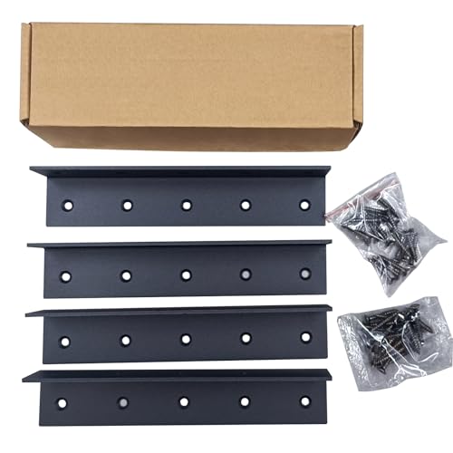 8" x 1.5" x 1.5" L Brackets Heavy Duty, Large Iron Corner Bracket Metal Joint, Thickness 2.5mm Including Screws, for Wooden Bookshelf Furniture Cabinet (Black-4PCS) - size: 8" x 1.5" x 1.5" - 4pcs - Black