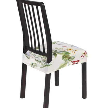 SearchI Dining Chair Seat Covers, Rear Covered(Beige Flower, 4pcs) - color: Beige Flower