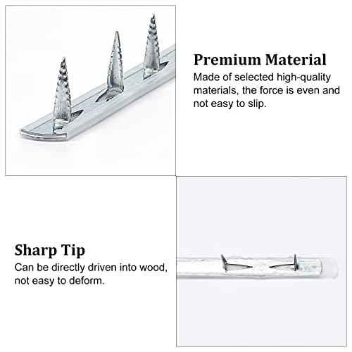 SUPERFINDINGS 20Pcs 15.74x0.44inch Metal Tack Strips Sofa Rack with Nail Iron Bar Fangs Silver Galvanized Sofa Accessories Fabric Reupholstery Supplies for Furniture, Couch, Chair and Sofa