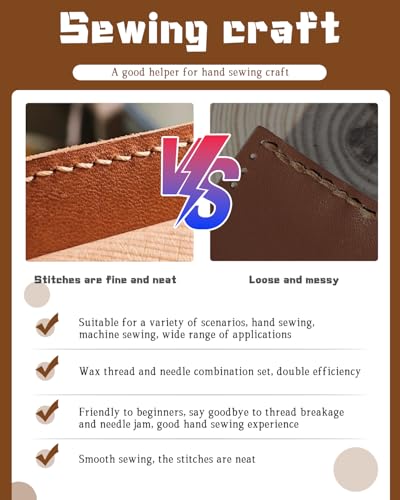 218 Yards Waxed Thread Waxed Leather Thread with Heavy Duty Sewing Needles - color: Light Gray