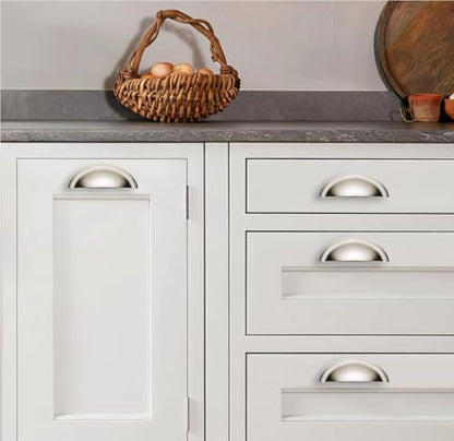 khtumeware 10 Pack 2-1/2" Drawer Pulls Polished Nickel Cabinet Cup Pulls Kitchen Hardware Cabinet Handles Drawer Handles Knobs 2.5 inch Hole Center - color: Polished Nickel, size: 2-1/2"(64mm) Hole Center, style: 10-pack
