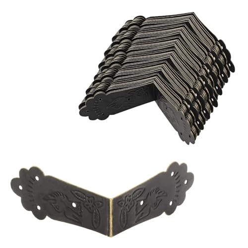 Bivethoi Antique Bronze Corner Bracket, 2.2" x 1", 30pcs - size: 2.2" x 2.2" x 1"
