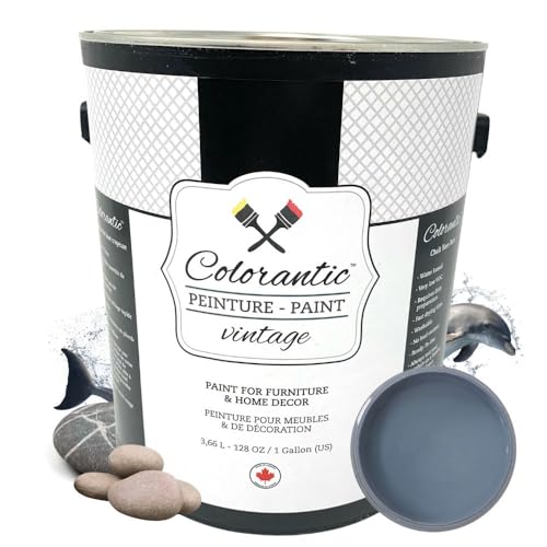 Colorantic | DOLPHIN Chalk Paint for Furniture DIY - Multi-Surface Craft Paint | GREY-BLUE COLOR Home Decor Painting for Wood (128 oz Gallon) - color: Dolphin, size: 128 Fl Oz (Pack of 1)