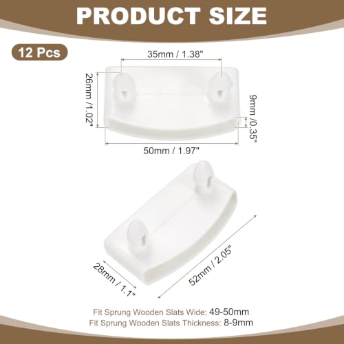 uxcell 12 Pcs 50mm x 9mm Plastic Bed Slat End Caps, Bed Slat Cover White - color: White, size: 50mm x 9mm