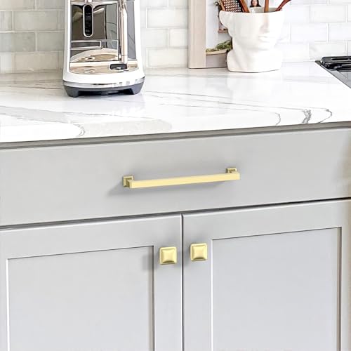 Brushed Brass Cabinet Handles Kitchen Pulls 7 Inch 10 Pack - color: Brushed Brass, size: 7" Hole Center