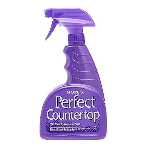 HOPE'S Perfect Countertop Cleaner and Polish 22-Ounce, Streak-Free Multi-Surface Cleaning Spray, Safe on Stone, Laminate, CORIAN, Granite, Quartz, Marble, Pack of 1 - style: 22 Fl Oz (Pack of 1)