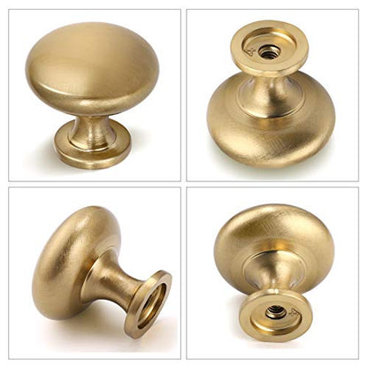 Aged Brass Knobs 12 Pack, Solid Warm Gold Cabinet Knobs, Antique Brass Drawer Knobs, Champagne Bronze Kitchen Cabinet Hardware,Diameter 1-1/5" - color: Warm Gold