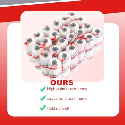 Leumoi 100 Pcs 4 Inch Microfiber Paint Roller Covers, Red Grey - color: Red Grey
