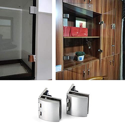 90 Degree Glass Door Pivot Hinge Kit Zinc Alloy Shower Hinge Glass Door Clamp Clip 2PCS with Screws,Adaptive 5-8mm - color: silver（A132-2PCS)