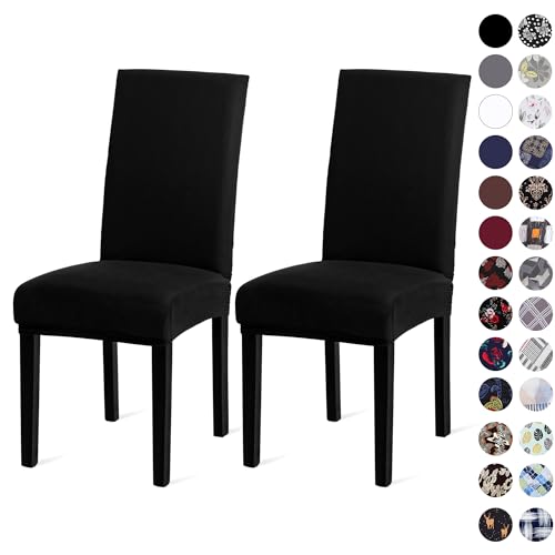 Sufdari Dining Chair Covers,Kitchen Chair Cover,Parsons Chair Slipcover,Spandex Chair Protectors for Dining Room Stretch Chairs Cover Set of 2 -Black - color: .Black, size: 2 Pack