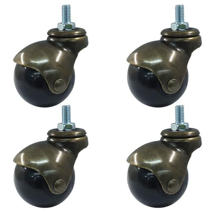 2 Inch Ball Caster Wheels, Set of 4 Threaded Stem Caster 360 Degree Rotatable Wheels for Furniture Chairs Cabinets, Bronze Tone - style: Bronze Tone