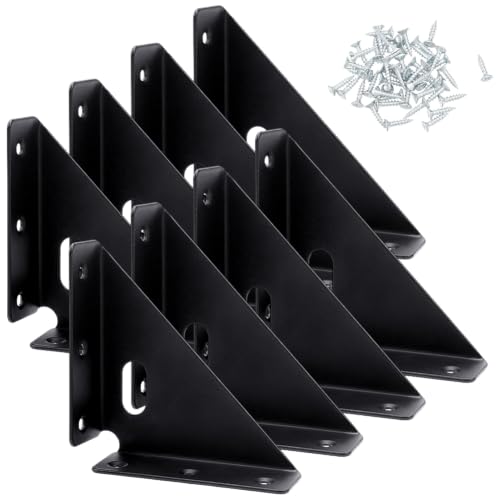 8Pcs 90 Degree Heavy Duty Gusset Joints Bracket 5.2"x2.3"x1.1" Corner Brace Bracket Fasteners with Screws Triangle Cold Rolled Steel Corner Protectors for Furniture Jewelry Box