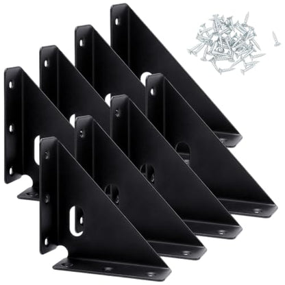 8Pcs 90 Degree Heavy Duty Gusset Joints Bracket 5.2"x2.3"x1.1" Corner Brace Bracket Fasteners with Screws Triangle Cold Rolled Steel Corner Protectors for Furniture Jewelry Box