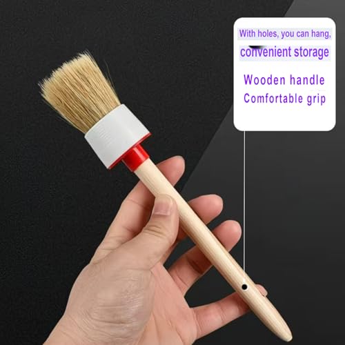 Markeny 6Pack Wood Handle Round Head Paint Brush Set Bristles Smooth Bristle Round Brushes Tool for Stencils DIY Painting Waxing Home Decor