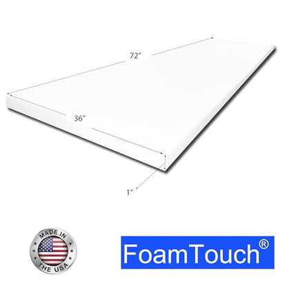 FoamTouch 1" x 36" x 72" Upholstery Foam, White - size: 1" x 36" x 72"