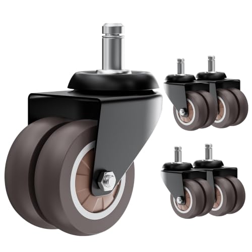 2" Dual Wheel Chair Casters Set of 5 - Heavy Duty Grey - color: Grey